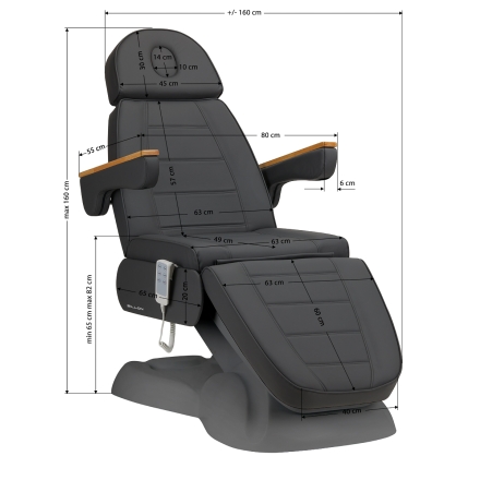 Fotel kosmetyczny elektryczny SILLON Lux 3 silniki szary, szara podstawa - 16