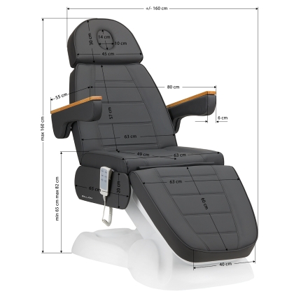 Fotel kosmetyczny elektryczny Lux 273b 3 silniki szary - 16