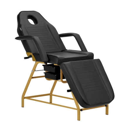 Fotel kosmetyczny 557G z kuwetami złoto czarny - 3