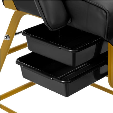 Fotel kosmetyczny 557G z kuwetami złoto czarny - 9