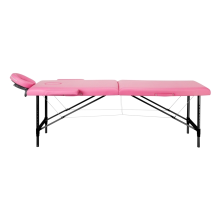 Stół składany do masażu aluminiowy komfort Activ Fizjo 2 segmentowe róż czarne aluminium - 2