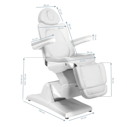 Fotel kosmetyczny elektr. Azzurro 870 3 siln. biały - 5