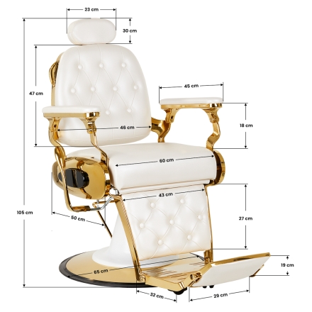 Gabbiano fotel barberski Francesco Gold biały - 14