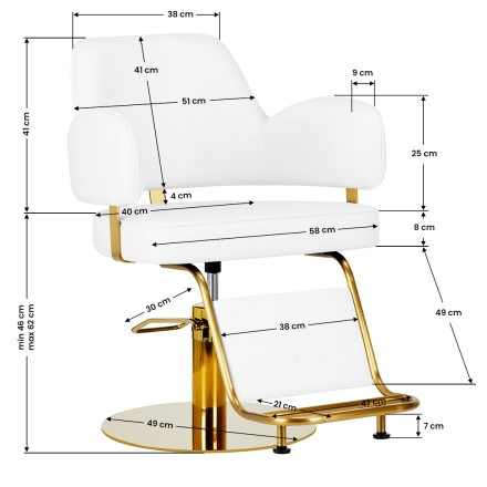 Gabbiano fotel fryzjerski Linz NQ złoto biały - 7