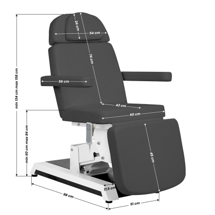 Fotel kosmetyczny Expert W-12D 2 silniki szary - 16