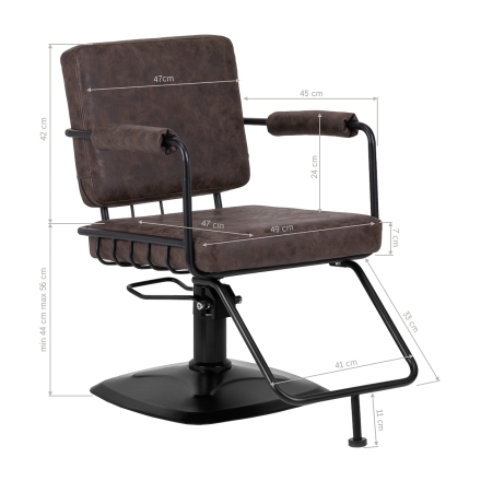 Gabbiano fotel fryzjerski Katania Loft Old Leather ciemny brąz - 10