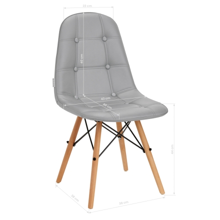 4Rico Krzesło skandynawskie QS-185 eco skóra szare - 8