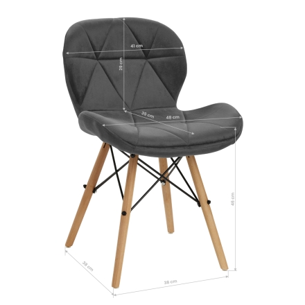 4Rico Krzesło skandynawskie QS-186 aksamit szare - 9