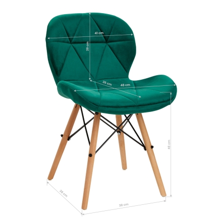 4Rico Krzesło skandynawskie QS-186 aksamit zielone - 9