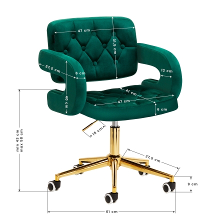 4Rico Krzesło QS-OF213G aksamit zielone - 10