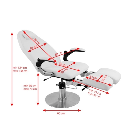 Fotel podologiczny hydrauliczny Azzurro 713A biały - 4