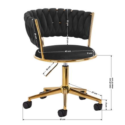 4Rico krzesło obrotowe QS-GW01G aksamit czarne - 9