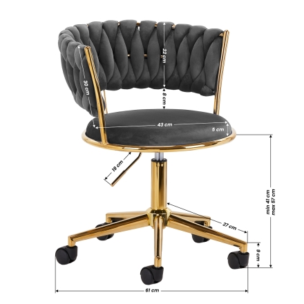 4Rico krzesło obrotowe QS-GW01G aksamit szare - 9