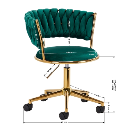 4Rico krzesło obrotowe QS-GW01G aksamit zielone - 9