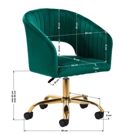 4Rico krzesło obrotowe QS-OF212G aksamit zielone - 9
