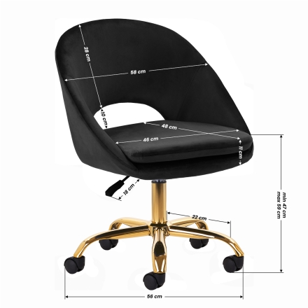 4Rico krzesło obrotowe QS-MF18G aksamit czarne - 8