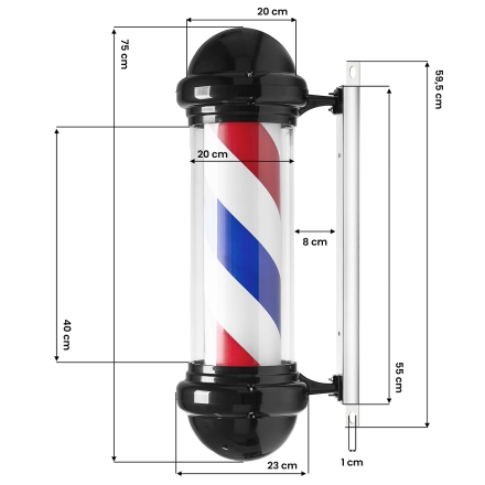 Plafon podświetlany pole barber shop BB-02 czarny duży - 4