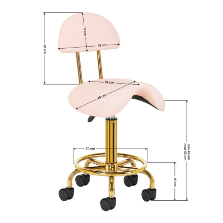 Taboret kosmetyczny 6001-G złoto - różowy - 7