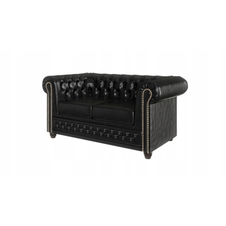 Sofa/ kanapa Chesterfield York Pikowana Czarna Dwuosobowa