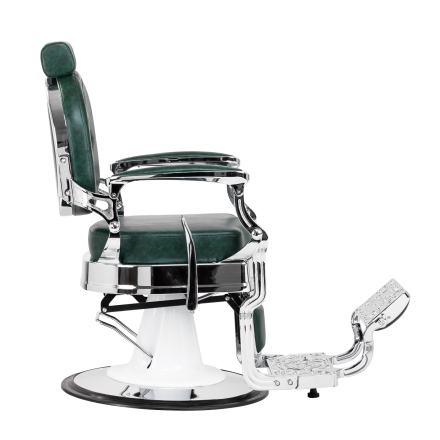 Gabbiano fotel barberski President Zielony z chromowaną ramą - 2