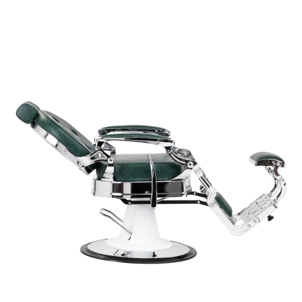 Gabbiano fotel barberski President Zielony z chromowaną ramą - 3