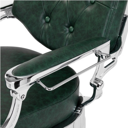 Gabbiano fotel barberski President Zielony z chromowaną ramą - 14