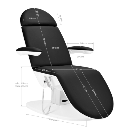 Fotel kosmetyczny elektryczny 2240K Eclipse 3 siln. czarny z kołyską - 14
