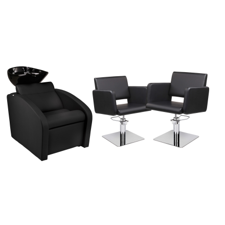 Zestaw Mebli Comfort + 2 Fotele Holly Czarne B Podstawa Kwadrat