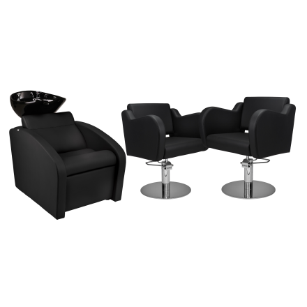 Zestaw Mebli Comfort + 2 Fotele Holly Czarne B Podstawa Dysk