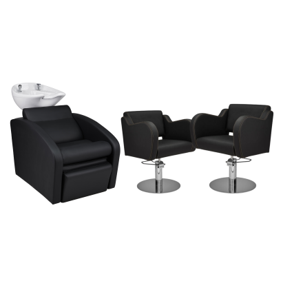 Zestaw Mebli Ayala Comfort + 2 Fotele Holly Czarne G Podstawa Dysk Misa Biała