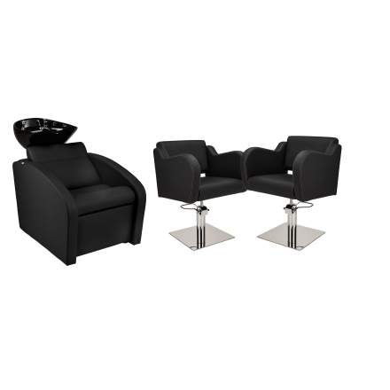 Zestaw Mebli Ayala Comfort + 2 Fotele Holly Czarne G Podstawa Kwadrat Misa Czarna