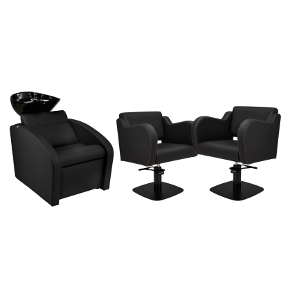 Zestaw Mebli Ayala Comfort + 2 Fotele Holly Czarne G Podstawa Kwadrat Czarny Misa Czarna