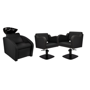 Zestaw Mebli Ayala Comfort + 2 Fotele Holly Czarne G Podstawa Kwadrat Czarny Misa Czarna