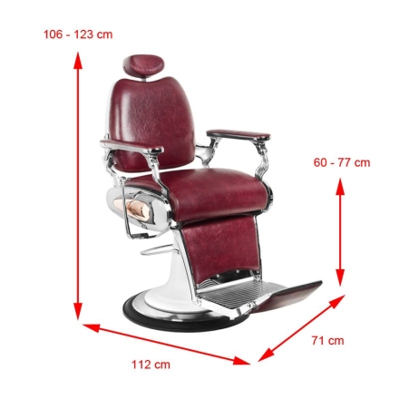 Gabbiano fotel barberski Moto Style bordowy - 6