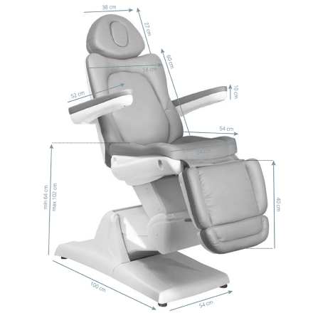 Fotel kosmetyczny elektr. Azzurro 870 3 siln. szary - 3