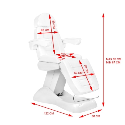 Fotel kosmetyczny elektr. Lux 4M biały z kołyską - 6