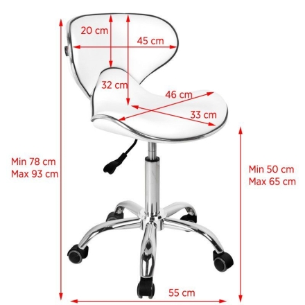 Gabbiano taboret kosmetyczny Q-4599 biały - 5