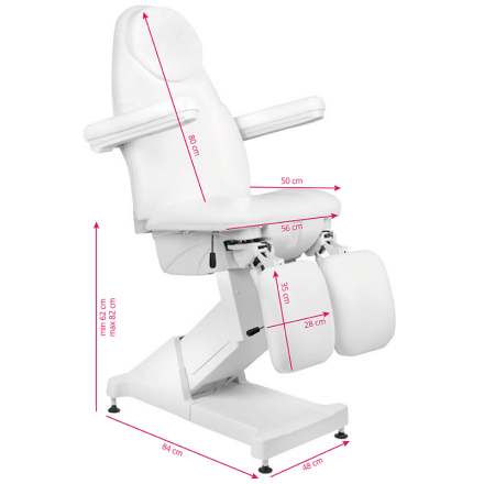 FOTEL KOSMETYCZNY ELEKTR. BASIC 156 PEDI 3 SILN. BIAŁY - 4