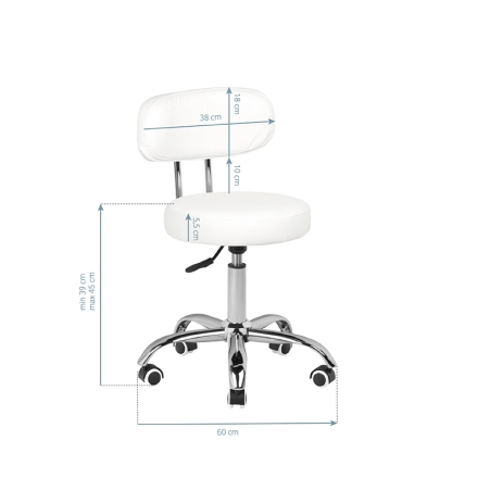 Taboret kosmetyczny do pedicure A-007 biały - 4