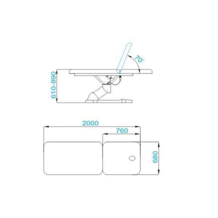 Leżanka elektr. do masażu Azzurro 808 2 siln. biała - 6