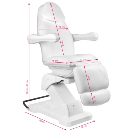FOTEL KOSMETYCZNY ELEKTR. BASIC 161 OBROTOWY BIAŁY - 9