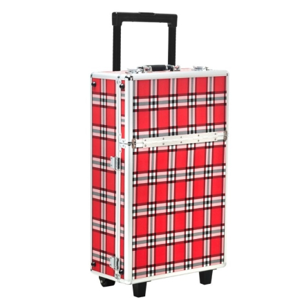 KUFER KOSMETYCZNY S-015 RED GRID - 3