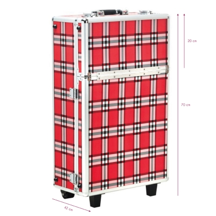 KUFER KOSMETYCZNY S-015 RED GRID - 9