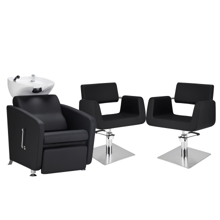 Zestaw Mebli Fryzjerskich - Myjnia Komfort Max + 2 Fotele Stein Kwadrat