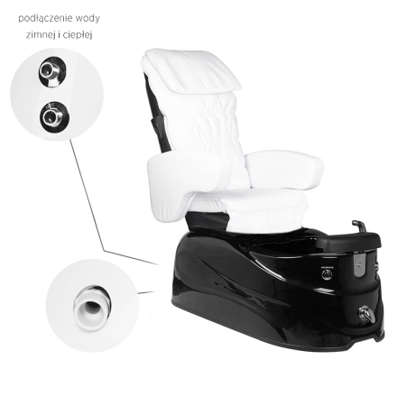 Fotel pedicure spa AS-122 biało-czarny z funkcją masażu - 8