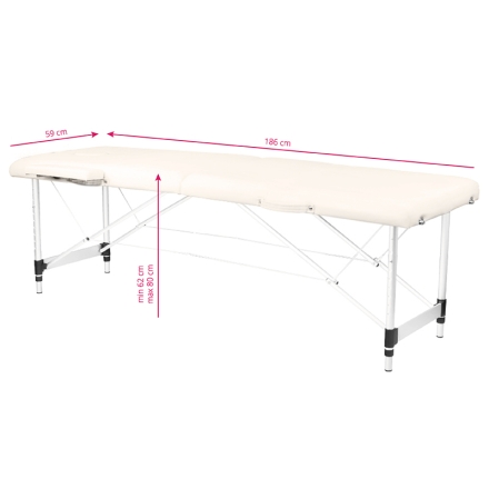 Stół składany do masażu aluminiowy komfort Activ Fizjo 2 segmentowe cream - 7