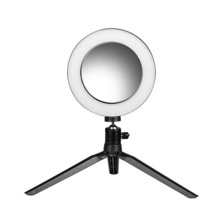 LAMPA LED MINI RING LIGHT 6"" Z LUSTERKIEM I STOJAKIEM NA TELEFON - 6