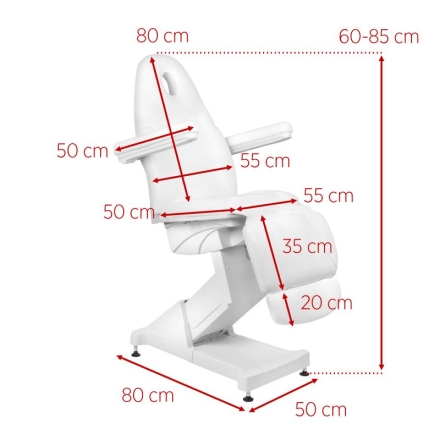 FOTEL KOSMETYCZNY ELEKTR. BASIC 158 3 SILN. BIAŁY - 10