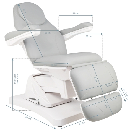 FOTEL KOSMETYCZNY ELEKTR. BASIC 169 OBROTOWY SZARY - 3