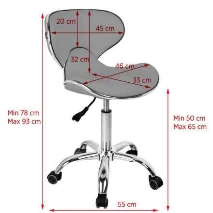 Gabbiano taboret kosmetyczny Q-4599 szary - 2